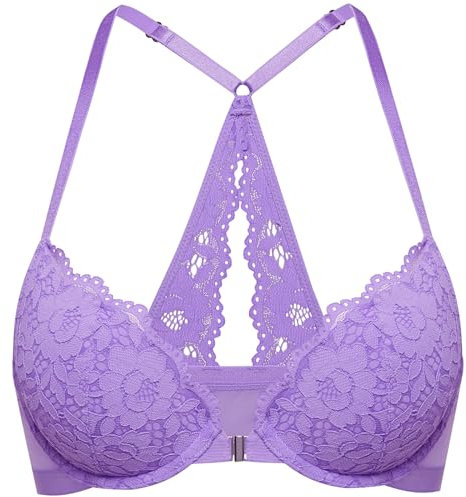DOBREVA Front Fastening Push Up Bra Underwire Lilac 32B