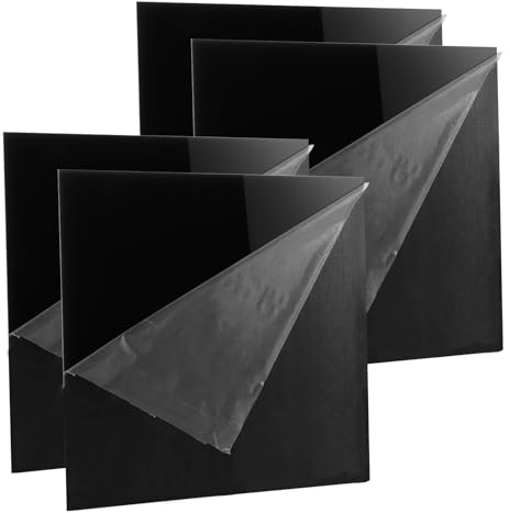 LOLYSIC 4 Stück 30 x 30 cm Acrylglas Schwarz, 2,5 mm Kunststoffplatte, Acrylglasplatte mit Schutzfolie, Plexiglasplatte, Geeignet für Wohnraumdekoration, Malerei, DIY, Handwerk, Beschilderung