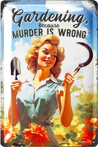 LANOLU Vintage-Blechschild – Bauernhaus-Metallschild, Garten, lustiges Schild für Außenbereich, Wand, Veranda, Terrasse, 30,5 x 20,3 cm