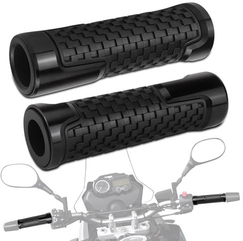 Motorrad Lenkergriffe 22mm und 24mm (7/8 1 Zoll) aus Aluminium und Gummi für Motorräder, Motorroller, Mopeds