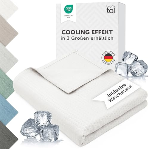 Blumtal coperta refrigerante letto 200x230 cm - cooling blanket in bambù - coperta rinfrescante per l'estate certificata OEKO-TEX - coperta letto matrimoniale estiva - coperta fredda in color avorio