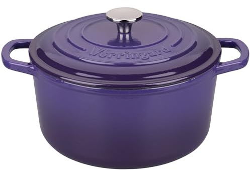 VORRINGARD Enameled Cast Iron Dutch Oven Pot with Lid, for Sourdough Bread Baking, Round Dutch Ovens, 4.5 Quart, Purple