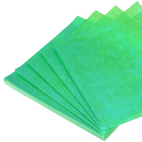 QUARKZMAN 50 ark Glitterpapper för Origami 15 x 15 cm Fyrkantigt glitterpapper Fällbart papper 6 x 6 tum skimrande papper för DIY-konst, hantverksdekoration, grön