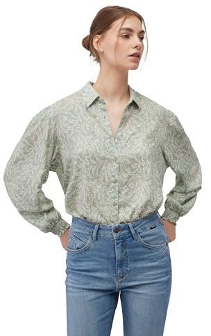 Mavi Signore Long Sleeve Shirt Bluse, Lily Pad Leaf Print, XS