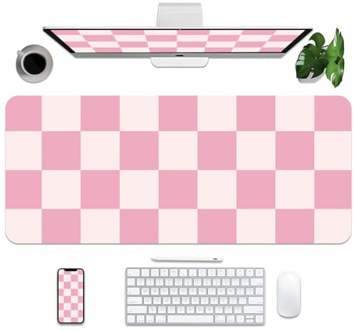 BLESWIN Large Desk Mat 35.4in*15.7in, Leather Mouse Pad Protector, Non-Slip Office Desk Pad, Waterproof Writing Pad for Office and Home