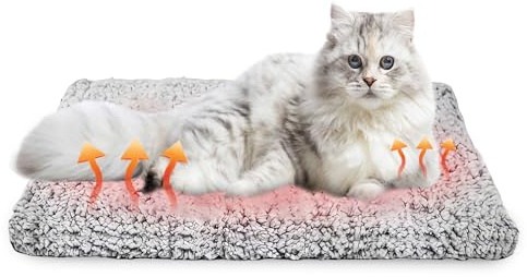 GOEDCH Coperta per Gatti, Autoriscaldante, 70 x 46 cm, Grigia, Coperta Autoriscaldante per Cani e Gatti, Coperta per Gatti Lavabile e Confortevole, Coperta Morbida e Calda, Cuscino per Gatti, Fondo