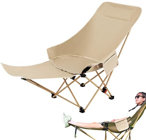 Rechory Chaise de camping pliante - Chaise longue réglable en hauteur ergonomique pour pelouse, plage, piscine, champ, balcon