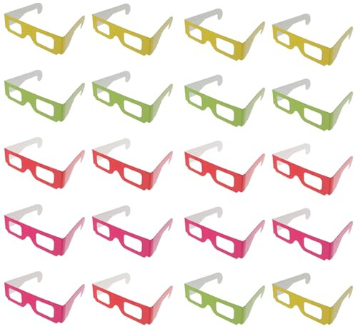 Kisangel 20 Gafas de Visión 3D de Cartón Portátiles para Películas 3D en Cines y Juegos, Diseño Ligero y Paquete Múltiple para Familia y Amigos