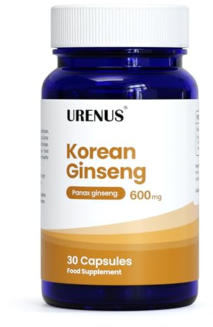 Korean Panax Ginseng 600mg Capsules – Herbal Ginseng Supplement for Energy, Focus & Vitality – 30 Vegan Capsules – Made in UK