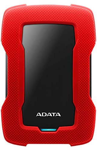 ADATA Unidad de Disco Duro Externa HD330 Rojo 2TB USB 3.2 Gen.1 Mantiene Sus Datos Seguros con una Carcasa de Silicona en el Exterior