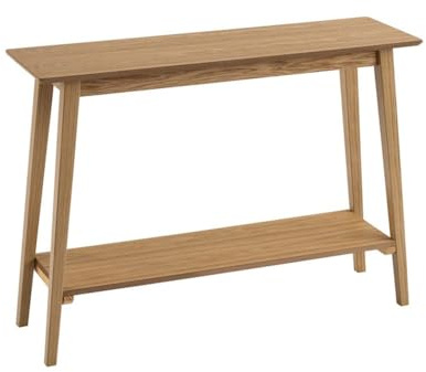 LOLAhome - Consola de Estilo nórdico en Madera Natural de 100x30x72 cm. Diseño de líneas Rectas con Estante Inferior para Entrada o Dormitorio. Aporta un Toque cálido, Moderno y Acogedor.