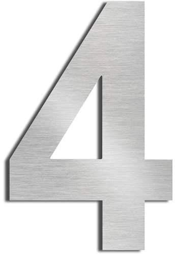 CABLEPELADO - Numero 4 de Metal Adhesivo | Acero Inoxidable | Uso en Exterior e Interior | Apto para Paredes, Fachadas, Portales o Puertas | 7.5 cm de Altura