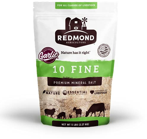 Redmond Agriculture 10 Fine with Garlic- Premium Mineral Salt with Essential Trace Minerals and Pest Prevention
