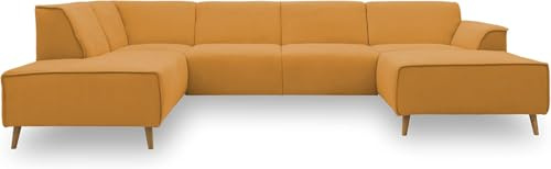 DOMO. collection Jules - Sofá escandinavo con núcleo de muelles, Color Amarillo, 159 x 333 x 191 cm, Chaise Lounge Izquierda