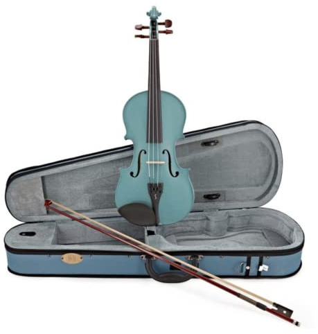 Stentor Harlequin 1401FLBU, violino per intermedi con archetto in fibra di vetro P&H, custodia leggera, strumento a corda colorato, 1401FLBU, azzurro