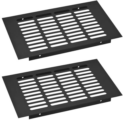 QUARKZMAN 2Pcs Grille de Ventilation Rectangulaire en Alliage d'Aluminium avec Maille, Couvercle de Ventilation à Persiennes pour Armoire, Penderie, Placard, 250x150mm/9.84x5.91