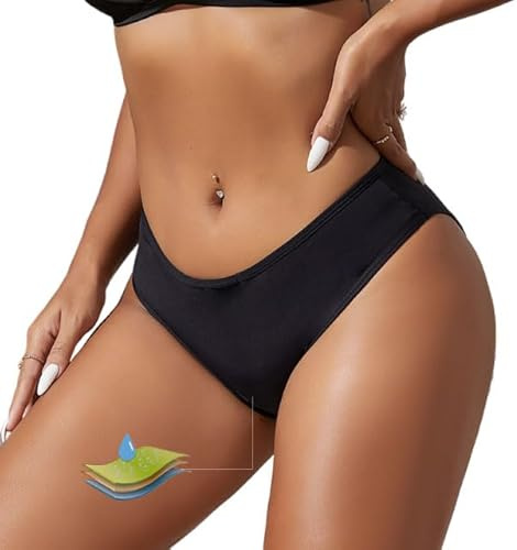 Women's Bikini Bottoms (UK, Alpha, M, Regular, Regular, Black（Low Waisted）)