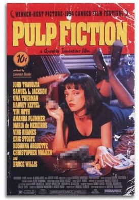 Pulp Fiction Poster Canvas Posters Wall Art Print Aesthetic Living Room Decor Painting Poster for Home Office Decorations 16x24inch(40x60cm)
