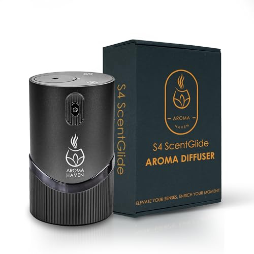 Aroma Haven S4 ScentGlide Waterless Oil Diffuser Nebulizer | Portable Rechargeable Wireless Aromatherapy for Essential Oils | Home, Office, Car Freshener | Electric Aromatherapy Diffuser (Black)