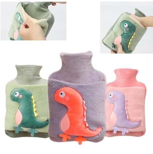 MHwan Borsa Acqua Calda, 2L Boule Acqua Calda in Peluche Addensata di Grande Capacità, Borsa DellAcqua Calda di Esplosione a Prova di Perdite al 100%, Simpatico Borsa Acqua Calda Peluche di Dinosauro