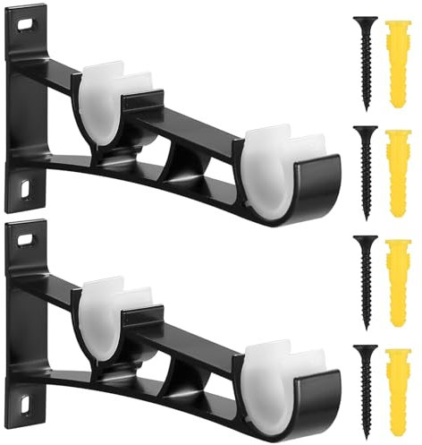2 Pz Staffe per Tende, Supporto Bastone Tenda Soffitto, Staffa per Asta di Tenda, Staffa da Soffitto Bastone per Tende, Nere Supporto per Asta della Tenda, Staffa per Tenda da 23mm-33mm