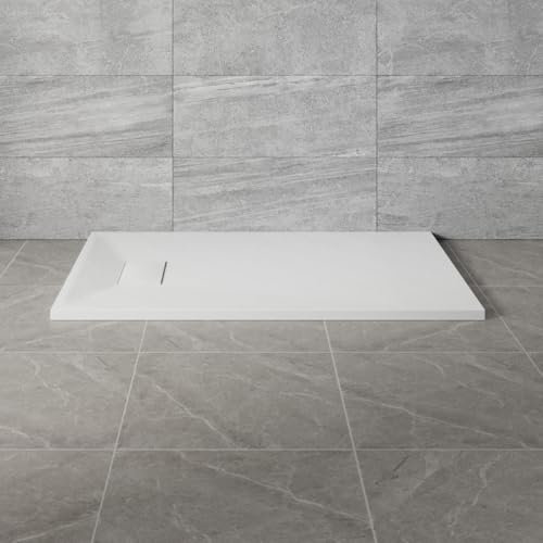 NRG 1100x700mm White SMC Rectangle Shower Tray Slip-Resistance Bathroom Shower Enclosure Base Tray