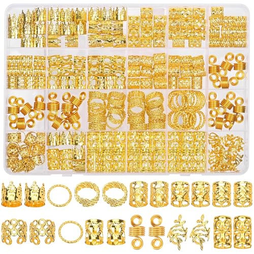 Szaboviktoria 220 Stück Haarschmuck Gold,Haarschmuck Damen,Hair Accessories,Dreadlocks Schmuck,Haarperlen,Elegante,Glänzende Verzierungen für Ihr Haar
