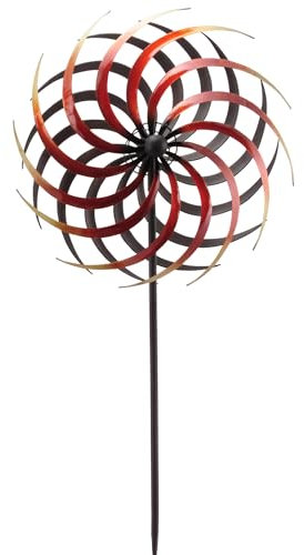 matches21 HOME & HOBBY Großes Windrad Metall 186 cm, wetterfeste Frühlings Garten-deko in Spiralform - Windmühle in Rot