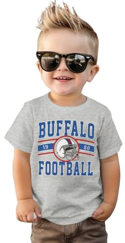 GLIGLITTR Football Shirt for Toddler Boy Girl American Football Tshirt Team Sports Fans Lover Tshirt Kids Game Day Outfits(Gray,18-24Months)