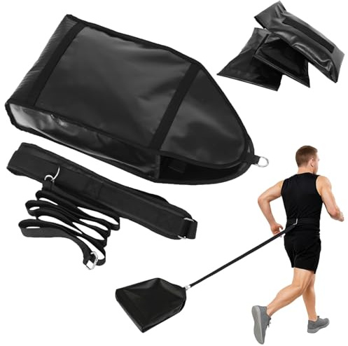 Ensemble de traîneau d'entraînement de poids réglable, sac de sable en PVC avec trois sacs de poids et ceinture de taille, luge de résistance pour la force, la vitesse, la puissance