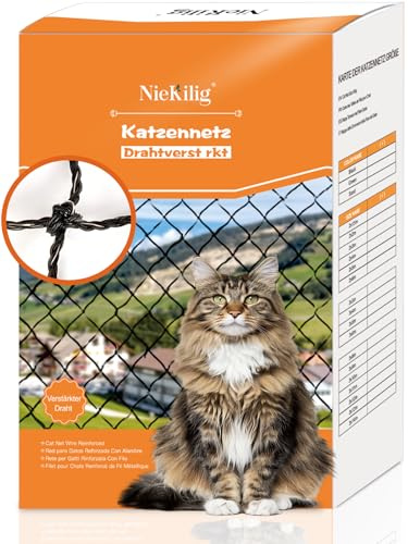 NieKilig Rete per Gatti Balcone Rinforzata, Rete Gatto Balcone, Rete Protezioni Gatti per Balconi, Finestre, Terrazzo, Lucernari e Porte (10x3m)