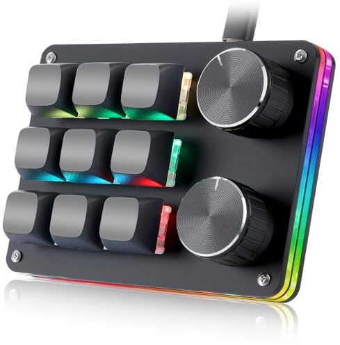Koolertron Tastiera Gaming,RGB Tastiera Macro Meccanica,9 Tasti Mini Programmabili Tastiera da Gioco a Una Mano,6 Livelli Regolabili Ergonomico Mechanical Keyboard