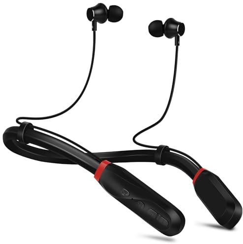 Neckband Bluetooth Headphones, 200H Long Playtime Wireless Stereo Neckband Earbuds with Microphone, Waterproof Noise-Isolating Neck Headphones in Ear Headset for Sports, Workout, Trips, Run, Office