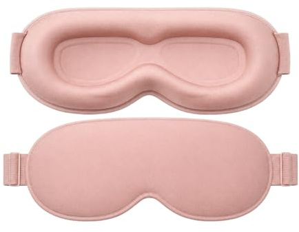 Cotabacuco máscara de sueño 1 pieza, diseño 3D en rosa con espuma viscoelástica, 25x10x2cm, oscuridad total sin presión, máscara para ojos ajustable para viajes y oficina, suave y transpirable