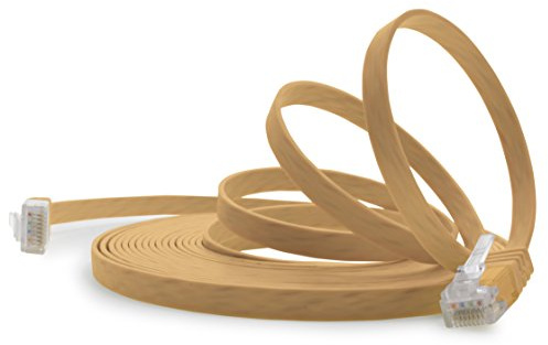 1aTTack.de 7,5 m – ljusbrun – 1 styck – Cat.6 platt nätverkskabel Cat6 platt kabel ultra platt Cat.6 patchkabel 1000 Mbit/s Gigabit LAN (RJ45) platt smal mikro