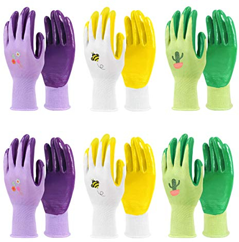 Jardineer Lot de 4 paires de gants de jardinage pour homme et femme avec tissu en nylon pour le travail, la pêche, le nettoyage, le camping (moyen)