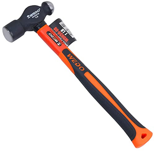 WEDO Martello a sfera 1350 g, con manico in fibra di vetro, manico antiscivolo, acciaio al carbonio, lunghezza 340 mm
