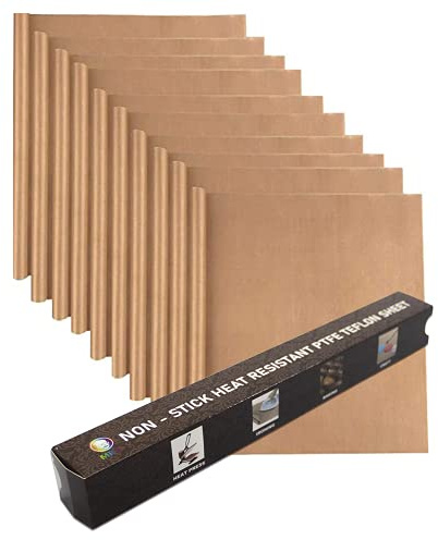 MR.R Paquete de 10 hojas de teflón PTFE de 30,5 x 40,6 cm transferencia de prensa de calor, papel antiadherente, reutilizable, resistente al calor, para máquinas de prensa de calor, grosor de 11 mm