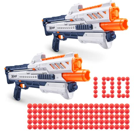 XSHOT Chaos Orbit Dart Ball Blaster 2 Pack, (2 Blaster Included, 100x Dart Balls), White Toy Blaster