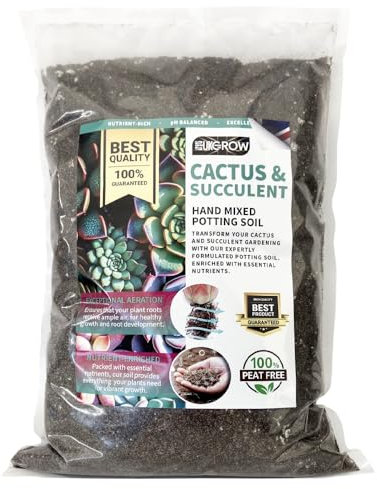 20L Cacti & Succulent Potting Compost potting Mix Bag - Professional Formula Containing Perlite, Sand & Grit - Perfect for Indoor Use- UK GROW (20L)