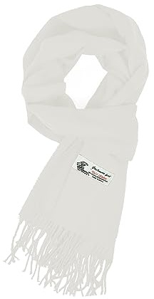 Glory Max Bufanda unisex de invierno de color liso, tacto de cachemira, suave, clásica, 72 x 12 pulgadas, Blanco, 72 x 12 x 0.2