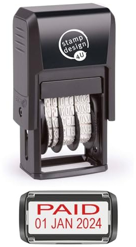 Self Inking Changeable Date Stamp - Paid Date Stamp in Red Ink
