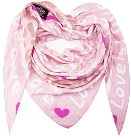 Glamexx24 Damen Schal Love Herz Dreieck Schal Baumwolle Dreieckstuch Schal für Frühling, Sommer, Herbst und Winter Made in Italy