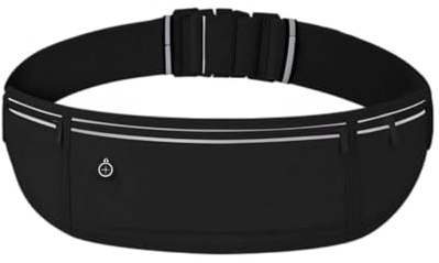 YITORMAN Running Belt Waterproof Adjustable Elastic Strap, Sweatproof Waist Pack with Large Capacity for Men & Women, Ideal for Running, Hiking, Travel Lycra Material (Black)