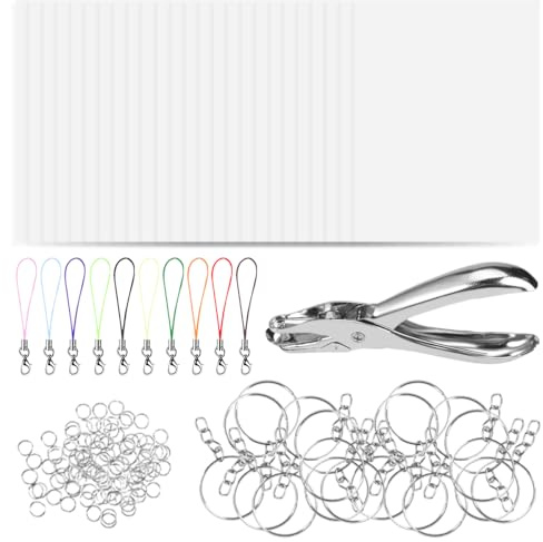 186 Stück Schrumpffolie Set, Schrumpffolie zum Basteln Mit 25 Blank Schrumpfpapier, Schlüsselanhänger, Locher, Ohrhaken, Schrumpffolien Set für Kinder, für Diy Geschenk Dekorationen, Schmuckzubehör