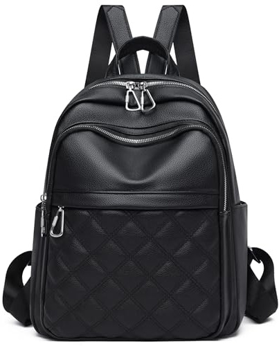 Suweir Zainetto Donna Elegante Zaino Donna Pelle PU Zaino da Città Impermeabile Casual Daypack Backpack per il Lavoro per Viaggi, Lavoro, Scuola (Nero)