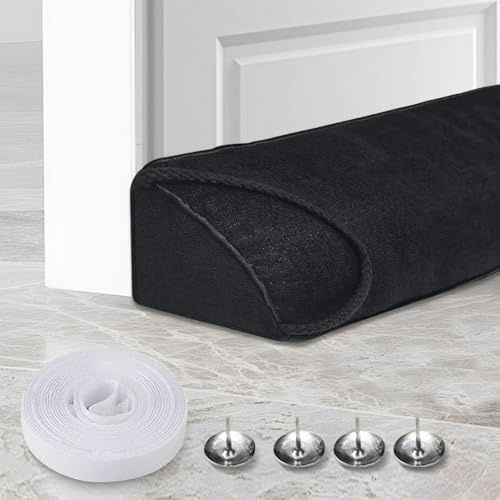 Dhqkqg Boudin de Porte,92cm Boudin Porte Isolation,Design de Cale Extra épais,Lavable Joint de Bas de Porte,Boudin de Porte pour Portes et Fenêtres,Coupe-Vent et Insonorisé,Adapté Climats Froids Noir