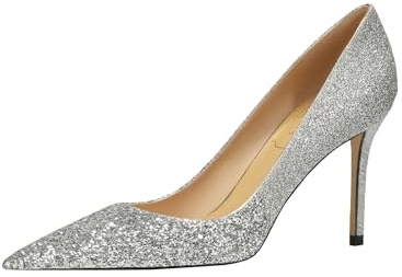 WQHPLMD de Mujer PoE Cerrado con Brillo Cerrado Zapatos Brillantes Tacones de Fiesta de Boda de tacón para la Novia para Zapatos de Novia