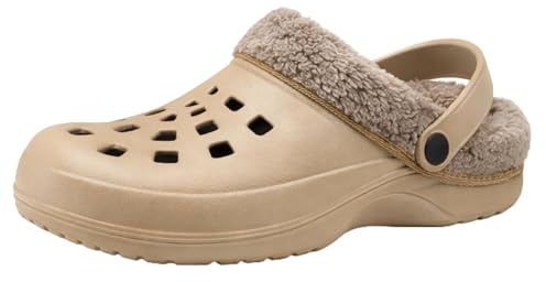 AB Hats and Accessories Womens Fur Lined Clogs Slip On House Shoes Comfort Cosy Soft Mules Slippers (Cappuccino, UK Footwear Size System, Adult, Women, Numeric, Medium, 6)