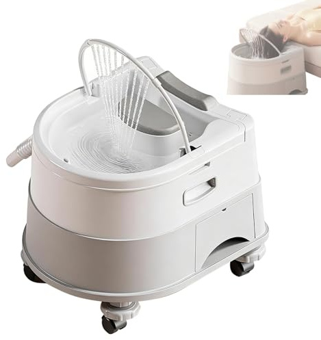 Bassin à shampooing portable, équipement spa avec réservoir d'eau de 10 l et tuyau de drainage, pieds réglables pour soins à domicile, système de circulation de l'eau